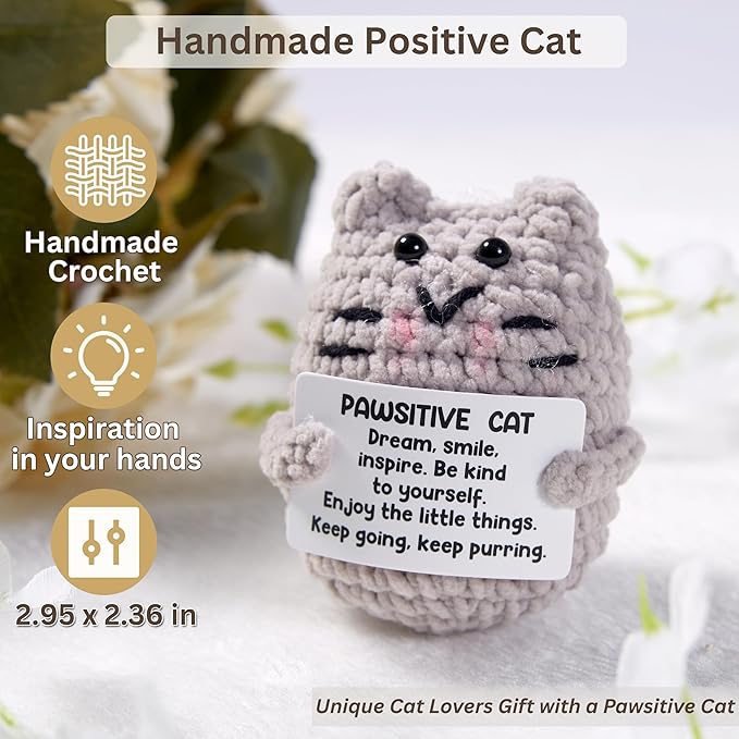 Fun Cat Mom Mothers Day Gifts Box, Cat Lover Gifts for Women, Premium Cats Themed Gifts Set for Women with Borosilicate Glass Cup Crochet Doll & Socks, Crazy Cats Lady Gift Basket for Birthday