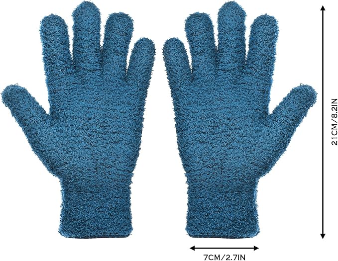 Patelai 2 Pairs Microfiber Gloves for plants Dusting Cleaning Glove Mittens House Cars Blinds Dusting(Blue,Large)
