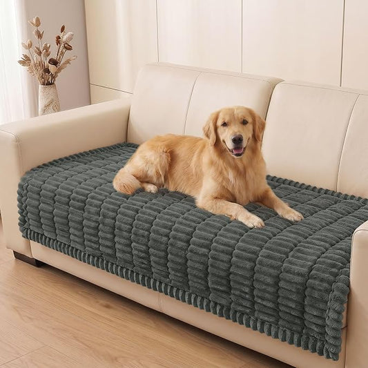 Smiry Couch Cover for Dogs, Non Slip Washable Sofa Protector for Pets, Soft Furniture Cover for Pet, Stylish Sofa Covers, Cozy Protect Against Fur, Dirt & Everyday Messes (Dark Grey, 35.4" x 88")