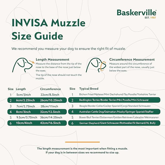 Baskerville INVISA Basket Dog Muzzle - Patented Humane Design with Facial Visibility, Padded Nose Band, Dog can Pant and Drink, Prevents Biting and Scavenging. Muzzle for Small Dogs (Size 1)