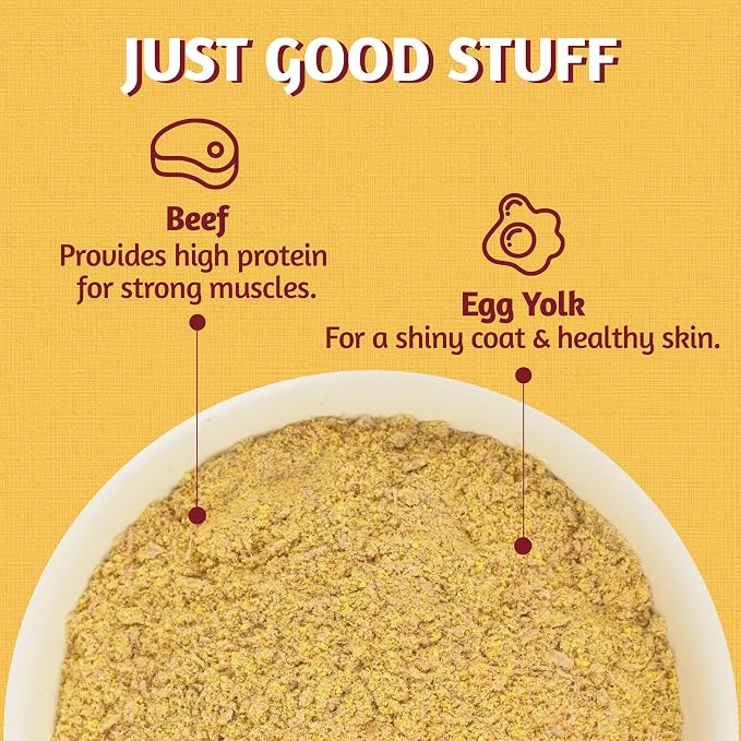 Just Try 4.23 OZ Beef & Egg Yolk Cat Food Toppers Sprinkles with Freeze Dried Egg Yolk, High Protein & Iron Support Cat Dog Treats