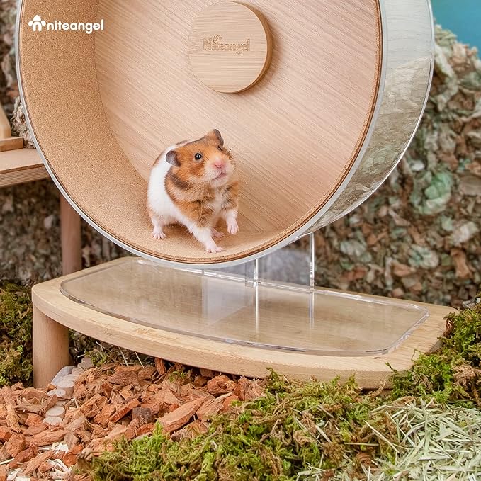 Niteangel Anti-Slide Hamster Wheel Platform - Fits for Niteangel Super-Silent Hamster | Acrylic | Wooden | Cloud Series Wheel (Medium)