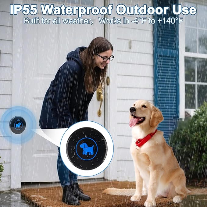 Dog Door Bell 2026 Enhanced Touch, Wireless Doggie Doorbell for Potty Training to Go Outside, IP65 Waterproof, 1000ft Range, 55 Melodies, 5 Modes & Adjustable Volume, 1 Buttons
