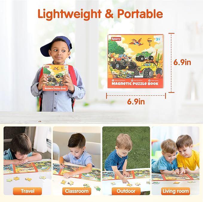 SYNARRY Magnetic Puzzles for Toddlers 3-5, 20 Pieces Travel Puzzles for Kids Ages 4-6, Easter Basket Stuffers Gifts for Kids, Car Airplane Road Trip Activities Toys for 3 4 5 6 Year Old Children