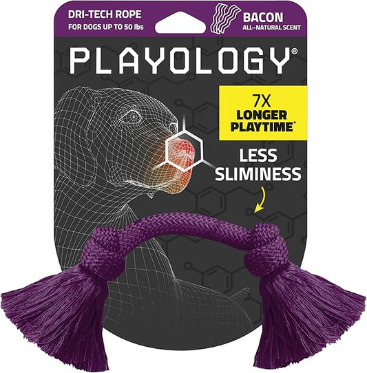 Playology Dog Toys | Dri-Tech Rope Tug of War Dog Toy for Tough Chewers | Bacon Scented Medium Tug Rope Toys for Dogs