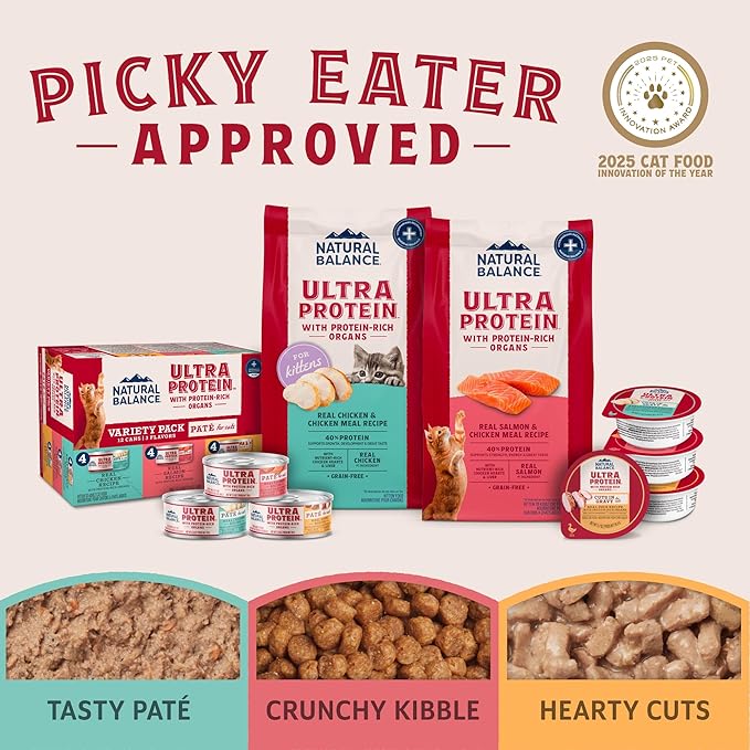 Natural Balance Ultra Protein Wet Cat Food Pate, Real Chicken Recipe with Protein-Rich Organs for Cats, Pate Cat Food with High Protein - 2.8 oz. (Pack of 24)
