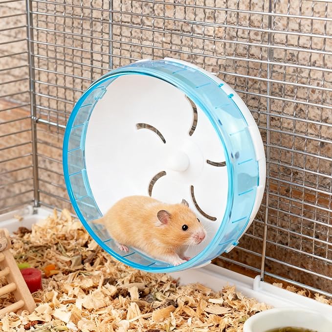 4.7 in Silent Hamster Wheel, Jogging Exercise Hamster Accessories for Cages, Dwarf Hamsters Toys for Golden Silk Shih Tzu Bear to Kill Time and Release Stress (Blue, 17.5cm)