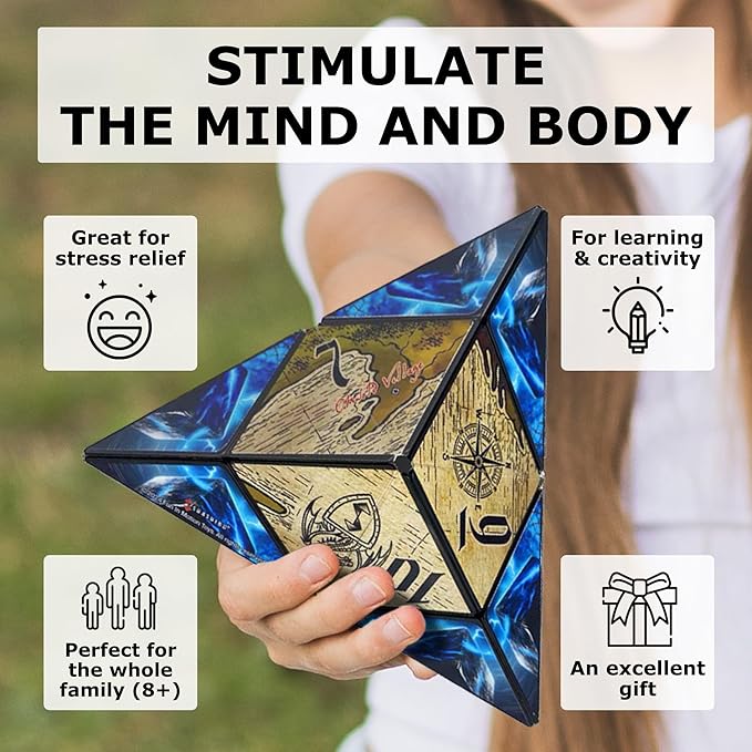 Shashibo Shape Shifting Box - Award-Winning STEM Fidget Toy with Ultra Strong Magnets - Puzzle Cube Transforms Into 100+ Shapes, Perfect Sensory Gift for Kids, Teens, and Adults (Tales of Ovirnia)