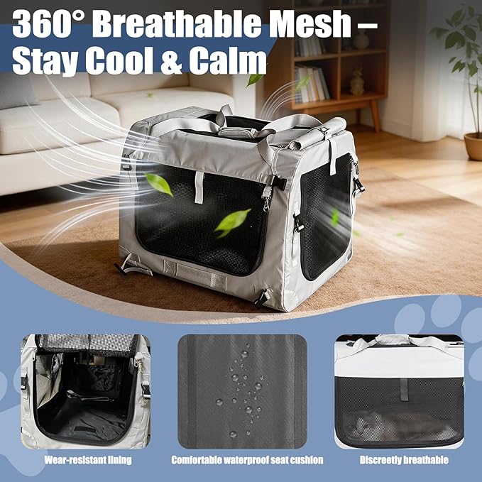 Extra Large Cat Carrier for Large Cats or 2 Small Cats - Soft-Sided Pet Carrier for Car Travel, Top Load, 4 Openings, Anti-Sag Iron Frame, Anti-Sagging pad, Zipper Lock Buckle, Foldable