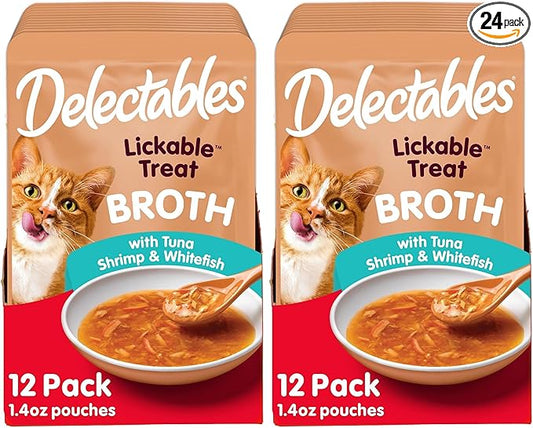 Delectables Hartz Savory Broths Variety Lickable Wet Cat Treats,(Pack of 24)