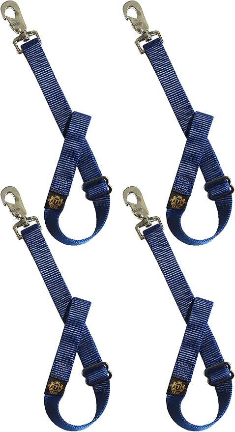 T TEKE Adjustable Heavy Duty Bucket Strap Hanger with Easy-on Hook (4 Pack), for Hay Nets, Buckets and Other Feeders