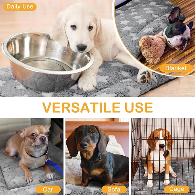 VitalCozy 4 Pcs Dog Crate Pads, Ultra Soft Warm Washable Anti-Slip Kennel Bed Mat for Pets, Reversible, Replaceable, Cozy Cage Liner for Small Medium Large Dogs and Cats(30 x 48 x 1.6 Inch,Gray)