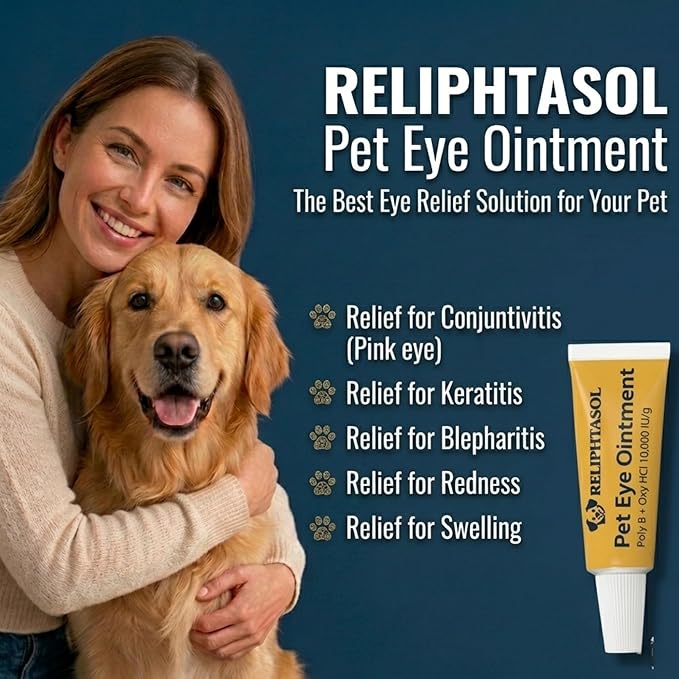 Pet Eye Cream – Vet-Formulated Dog Eye Infection Treatment, Pink Eye Relief, Conjunctivitis Relief, Dry Eyes & Red Eye, Tear Stain Remover for Dogs, Cats, Cattle, Sheep, Horses – 1 Tube