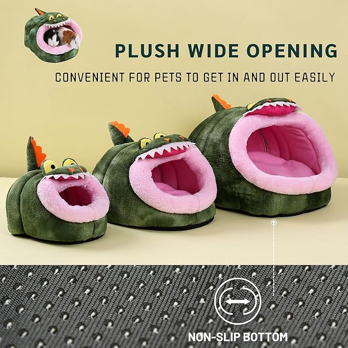 JanYoo Chinchilla Hideout Bed House Toys and Accessories Cage Cave Cute Cube Cup Hide for Bearded Dragon Ferret(L,Crocodile)