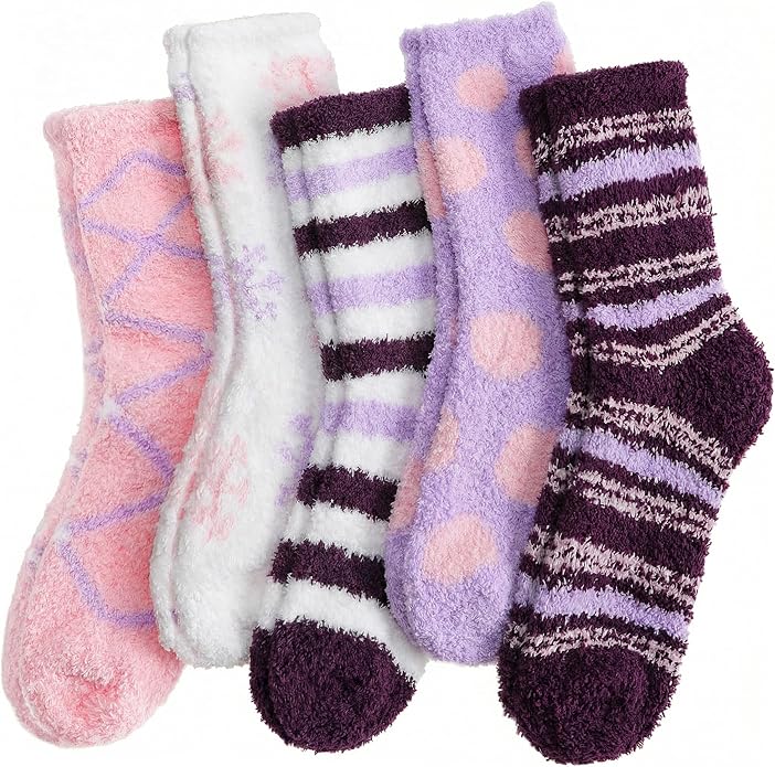Ginmewrae Women Fuzzy Socks Cozy Soft Fluffy Cute Animal Slipper Socks Sleeping Warm Socks Christmas Gift for Girls