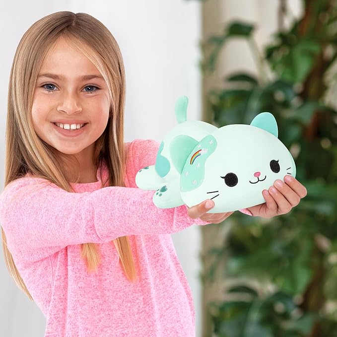Onsoyours Original Rainbow Cat Plush Kitty Plushies Toy Blue Cat Kitten Stuffed Animal Soft Pillow Kawaii Plushie Gift for Kids & Adults (Rainbow Cat, 9")