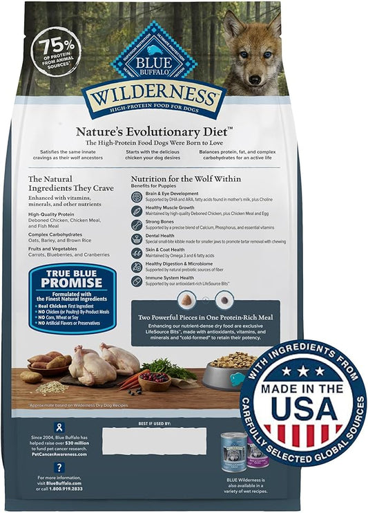 Blue Buffalo Wilderness High-Protein Natural Dry Food for Puppies, Chicken Recipe, 28-lb. Bag