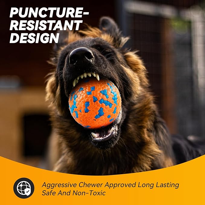 FUSOTO 4Pcs Dog Balls, Tennis Balls for Dog Aggressive Chewers, for Large Medium Small Puppy, Training Catch&Fetch, Water Floats Toys, Orange