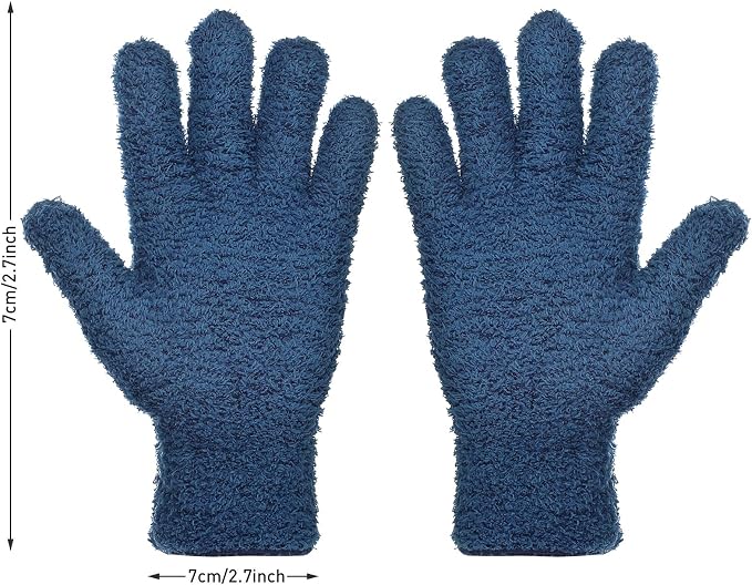 Patelai 2 Pairs Microfiber Gloves for plants Dusting Cleaning Glove Mittens House Cars Blinds Dusting(Gray, Dark Blue,Large)