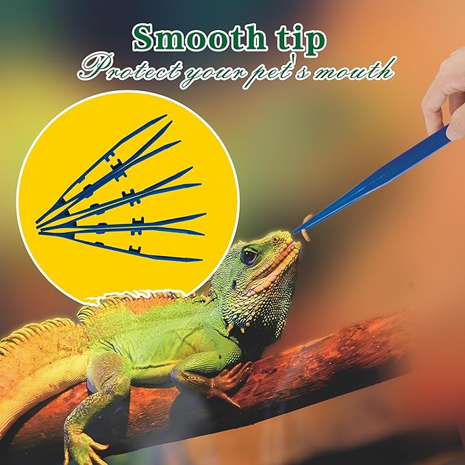 5-Pack Reptile Feeding Tongs Set - Hygienic Anti-Slip Blue Tweezers for Bearded Dragons, Lizards, Snakes, Aquariums & Small Animals(Five colors to choose from)