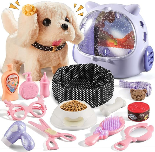 Vanvimen 16 Pcs Robot Dog Toys for Girls, Toys for 3 4 5 6 7 8 Year Old Girls Kids Boys, Realistic Robot Puppy Toddlers Girl Toy for 5-7 6-8, Ideas Birthday Gifts for Girl 3 4 5 6 Year Old