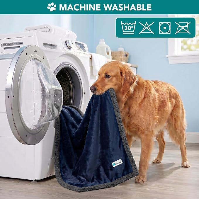 PetAmi Dog Blanket for Small Medium Dogs Cats Puppies Kittens, Soft Sherpa Fleece Pet Blanket Throw, Reversible Plush Couch Cover Protector for Crate Carrier Chair, Machine Washable, 40x29, Blue Gray