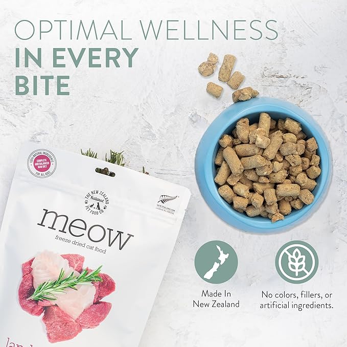 The New Zealand Natural Pet Food Co. Meow Freeze Dried Cat Food - Wild Venison Recipe, High Protein Treats, Meals & Toppers, Dry Cat Food, 1.76 oz