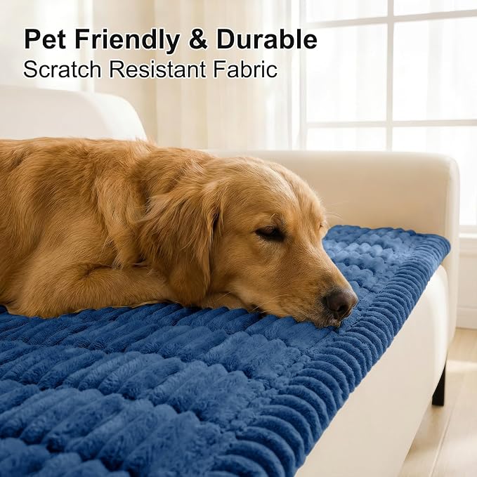 Smiry Couch Cover for Dogs, Non Slip Washable Sofa Protector for Pets, Soft Furniture Cover for Pet, Stylish Sofa Covers, Cozy Protect Against Fur, Dirt & Everyday Messes (Navy Blue, 35.4" x 95")