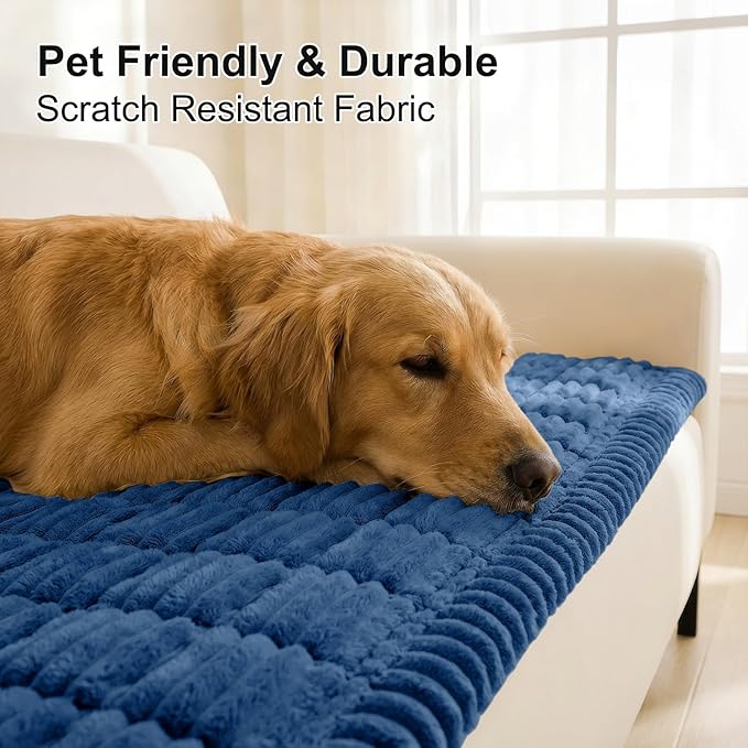 Smiry Couch Cover for Dogs, Non Slip Washable Sofa Protector for Pets, Soft Furniture Cover for Pet, Stylish Sofa Covers, Cozy Protect Against Fur, Dirt & Everyday Messes (Navy Blue, 35.4" x 35.4")
