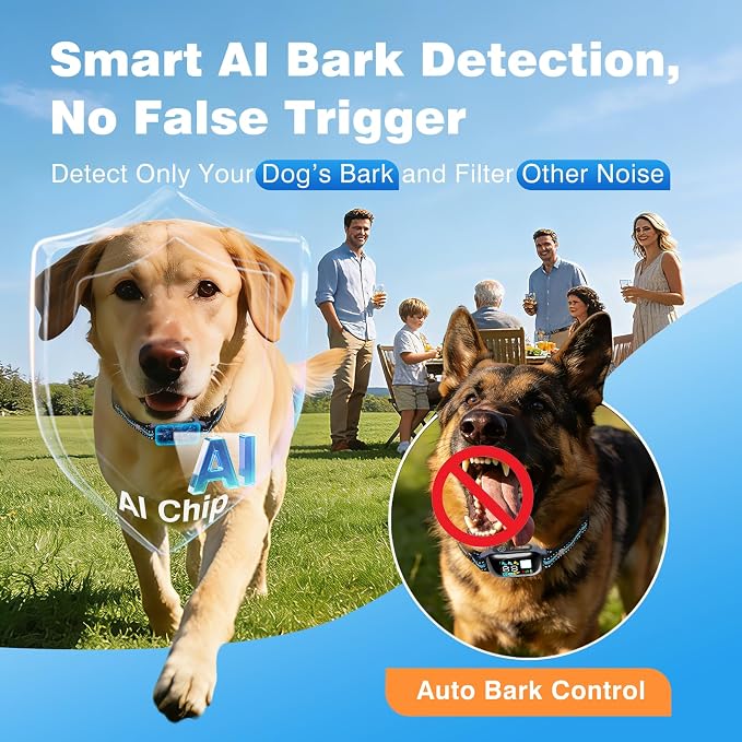 2-in-1 Dog Shock & Bark Collar Combo - New Updated Automatic Bark Collar & 3300Ft Remote Training Collar with 3 Training Modes for 7-120lbs Small Medium Large Dogs, IPX7 Waterproof E-Collar