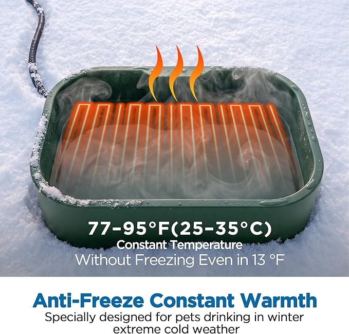 5.5L/1.45Gal Extra Large Heated Water Bowl, Indoor & Outdoor Winter Antifreezing Pet Heated Thermal Water Bowl Dish, Anti Chewy Cord, BPA-Free, Pet Products for Dog Cats Rabbit Chicken Duck Squirrel