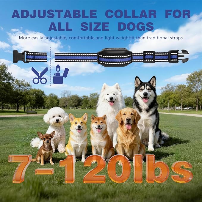 Dog Bark Collar 2 Dogs(7-120Lbs) - 2 in 1 Dog Training Collar with Remote, 3300Ft Waterproof Automatic Bark Collar for Large Medium Small Dogs, Beep, Vibration (1-100) and Humane Shock (1-100)