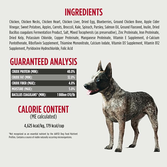 Nulo Freeze-Dried Raw Chicken Recipe with Blueberries Complete and Balanced Dry Dog Food Kibble, 8 Ounce Bag