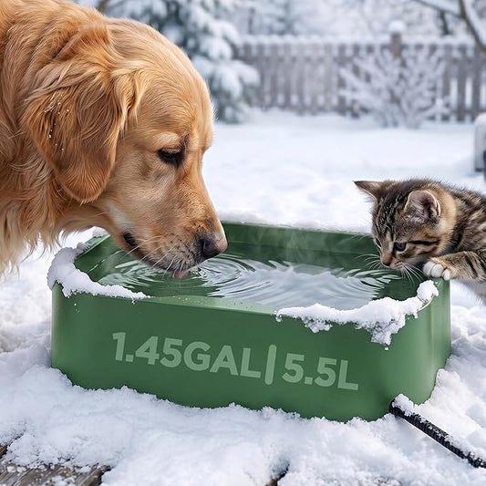 5.5L/1.45Gal Extra Large Heated Water Bowl, Indoor & Outdoor Winter Antifreezing Pet Heated Thermal Water Bowl Dish, Anti Chewy Cord, BPA-Free, Pet Products for Dog Cats Rabbit Chicken Duck Squirrel