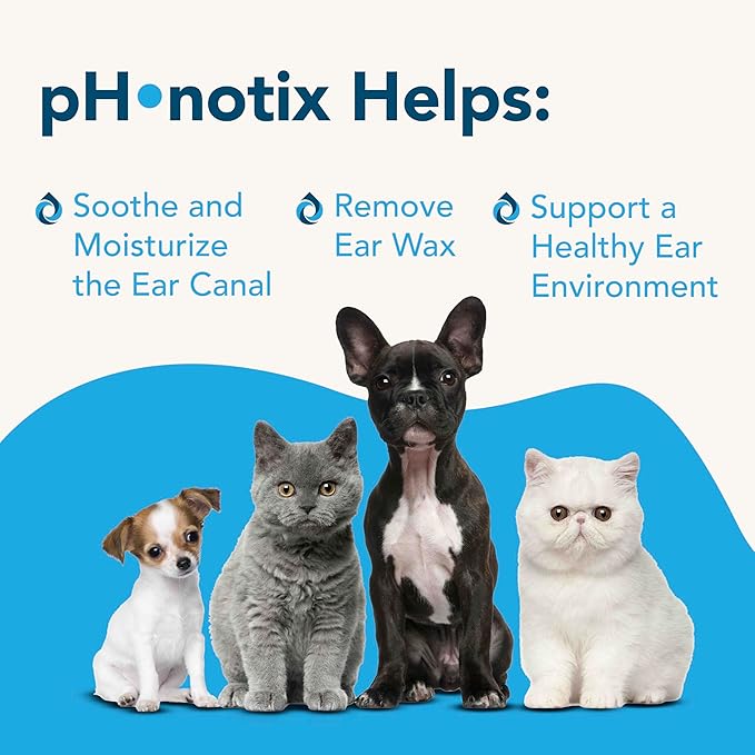 Vetoquinol PH•notix Advanced Ear Cleaner & Wax Remover - Liquid Ear Cleaning Support for Dogs & Cats - Supports Healthy Canals - Fast-Acting & No-Rinse Formula - pH Balanced & Paraben-Free - 4 fl oz