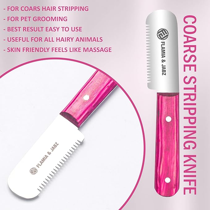 FJ Professional Stripping Knife, Right handed, 3 inch blade (Stainless Steel) (3 Pack, Pink)