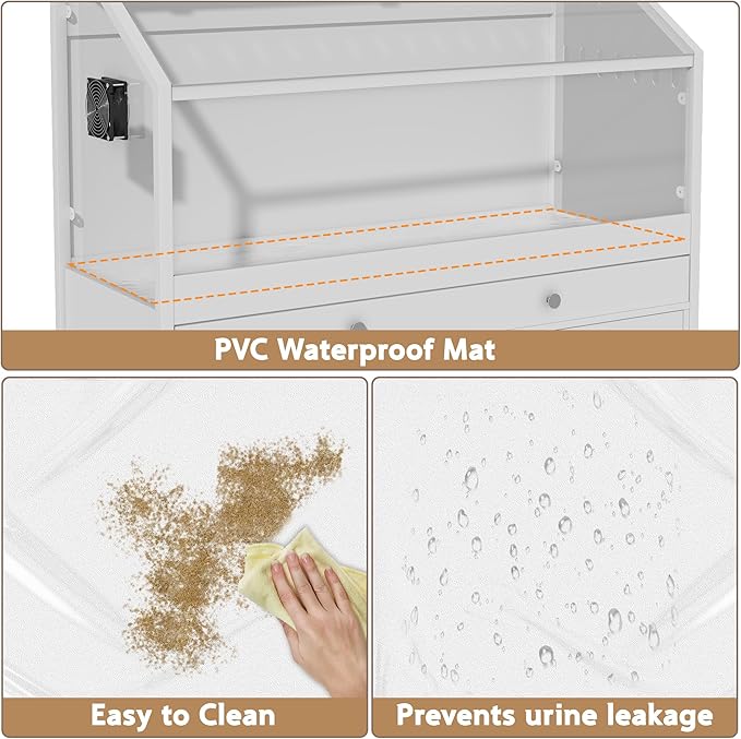 Hamster Cage with Storage Cabinet,43.3" Small Animal Cage with LED Lights and Fan, Easy View Acrylic Panel, Large Habitat for Guinea Pig, Hedgehog,Rat 43.3"x 15.7"x 43.3"