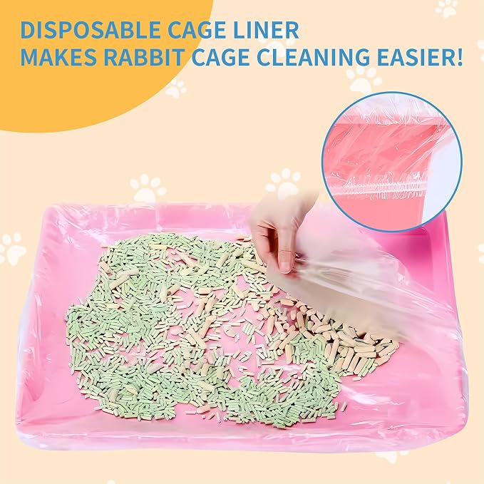 50 Pcs Disposable Cage Liners 27.6' X 19.7'' - Clear, Plastic Toilet Film for Bunny, Hamster, Totoro, Hedgehog, Guinea Pig & Small Animal Habitats