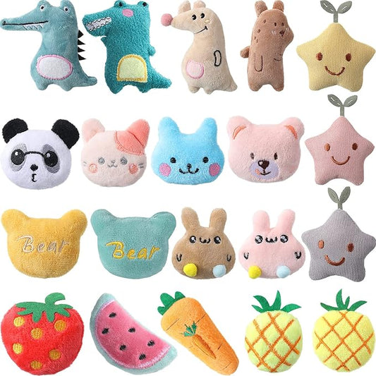 Gejoy 20 Pack Catnip Toys for Indoor Cat Plush Kitten Cat Chew Toys Catnip Kitten Entertaining Interactive Safe Teeth Cleaning Dolls(Lovely)