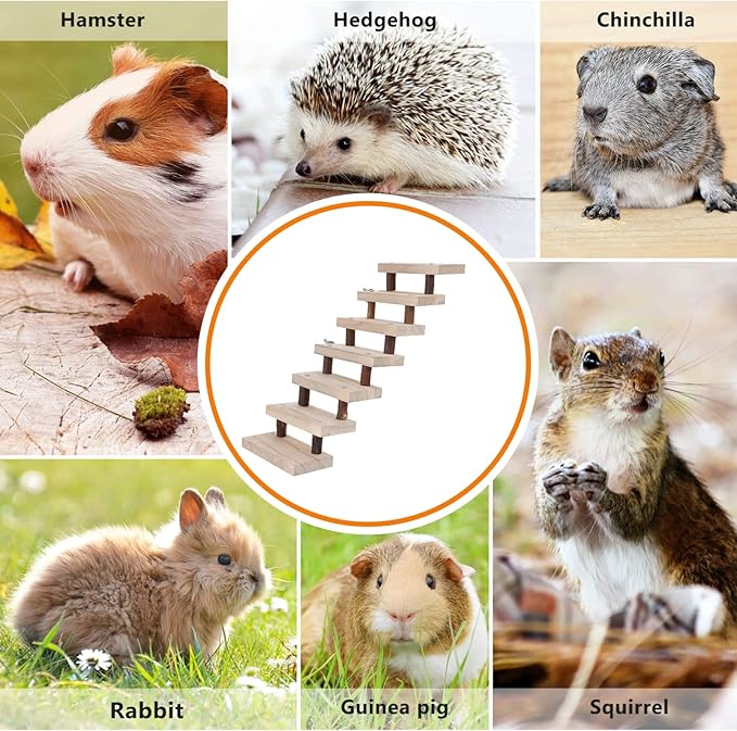 NUOBESTY Small Animal Wooden Ladder Platform Cage Bridge Guinea Pig Habitat Climbing Toy for Rabbit Hamster Bunny Squirrel Hedgehog Chinchilla Rat Mouse