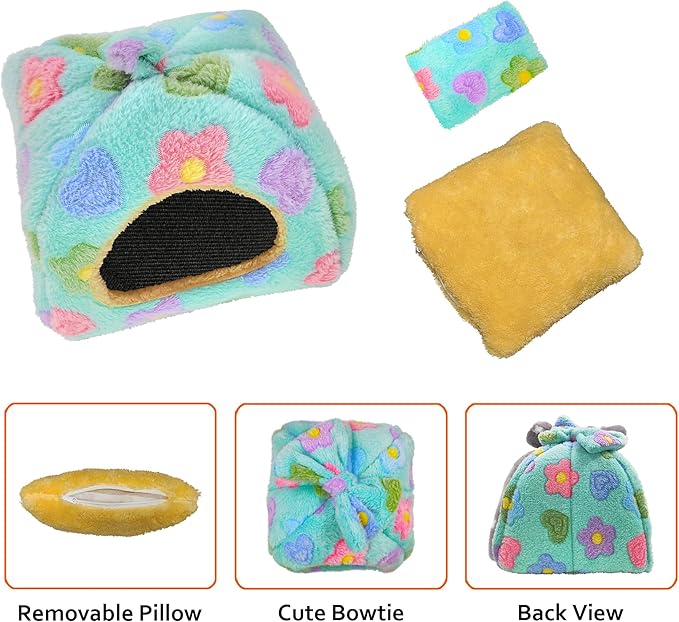 Guinea Pig Bed, Guinea Pig Warm Hideout House Accessories Cozy Bed for Small Animals Hamsters Chinchillas Dwarf Bunnies Hedgehogs. L, Green