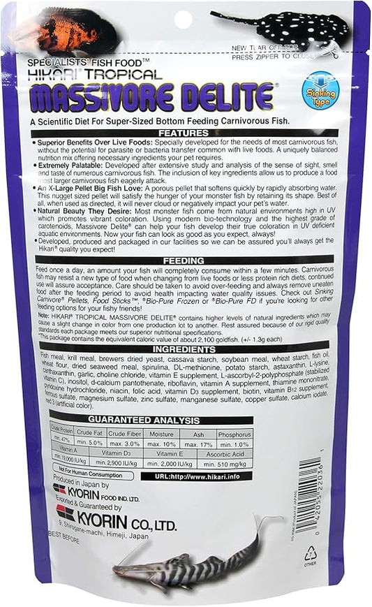Hikari Tropical Massivore Delite Fish Food, 13.4 oz (380g)