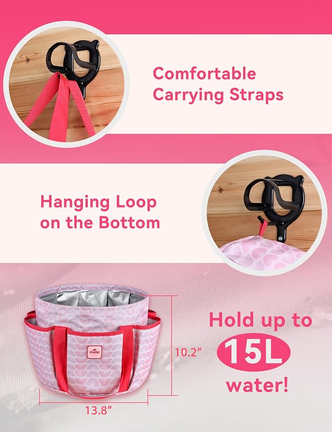 11-Piece Professional Horse Grooming Kit with Waterproof Tote Bag, Non-Slip Silicone Grip Brush Set, Curry Comb, Hoof Pick & Mane Comb Pink Garnet