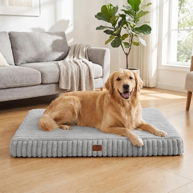 Orthopedic Dog Bed for Large Dog, Waterproof Pet Bed,Non-Slip Bottom and Egg-Crate Foam with Removable Washable Cover Crate Bed,Grey,36"x27"x3"