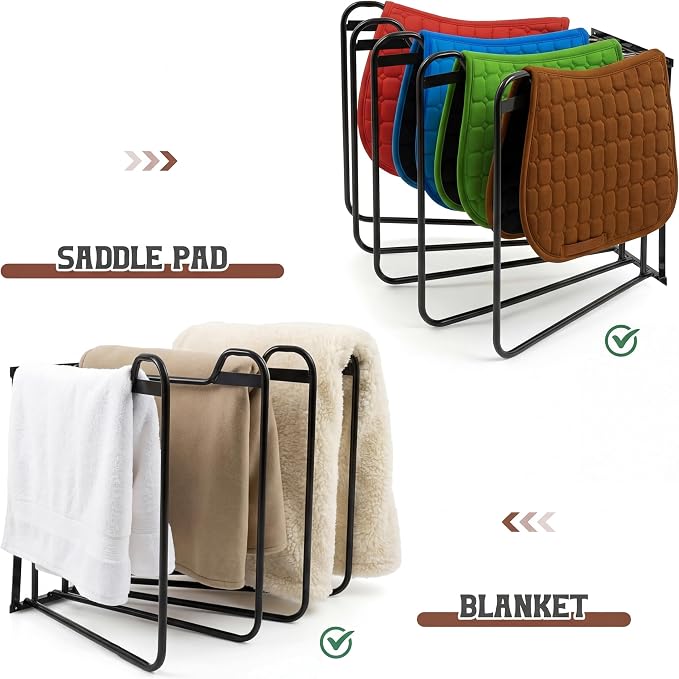 Heavy Duty Saddle Pad Rack Horse Blanket Rack with 5 Hanging Arms 180 Degree Swing Out for Heavy Duty Saddle Pad, Horse Blanket Supplies 250 Pounds
