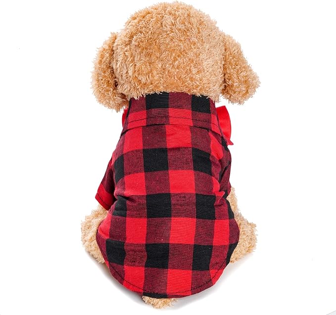 Tongcloud 3 Pack Plaid Puppy Cat Shirt - Cute Dog & Cat Shirts for Medium Dogs & Cats - Birthday Party & Holiday Photo((Red, Blue & White,Medium)