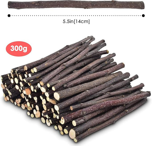 ERKOON Natural Apple Sticks 300g (10.5oz Small Animals Molar Chew Toys Apple Branch Chew Treats for Hamster Rabbit Chinchilla Bunny Guinea Pig Squirrel