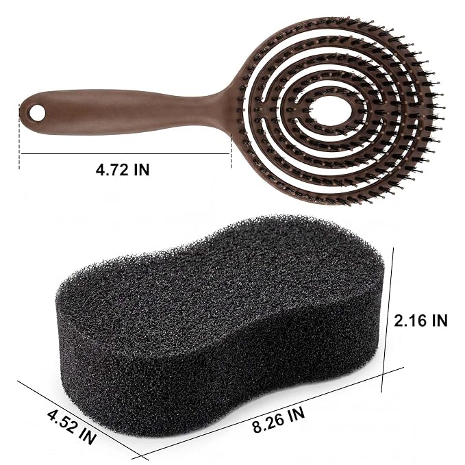 Horse Grooming Set with Mane & Tail Brush and Soft Cleaning Sponge – for Daily Coat Care, Removing Dirt, Sweat & Loose Hair