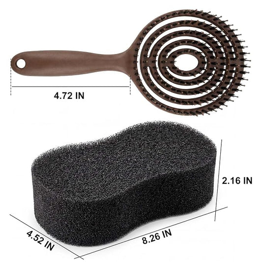 Horse Grooming Set with Mane & Tail Brush and Soft Cleaning Sponge – for Daily Coat Care, Removing Dirt, Sweat & Loose Hair