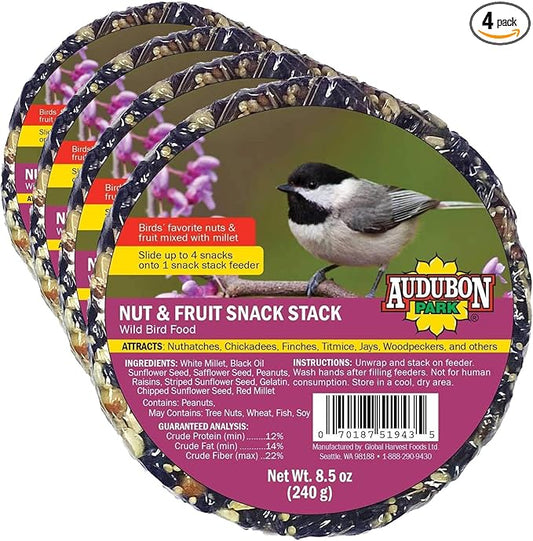 Audubon Park 13142 Nut & Fruit Snack Stack Bird/Wildlife Food, 4-Pack